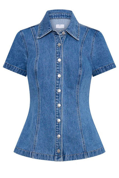 WOMEN FASHION DENIM TWO PIECE SHORT SET