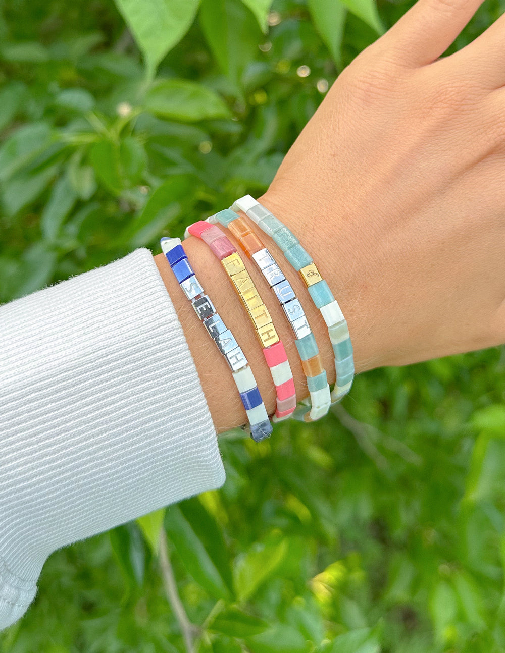 Trust Tile Letter Bracelet