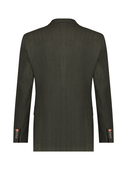A Fish Named Fred Herringbone Blazer in Dark Green