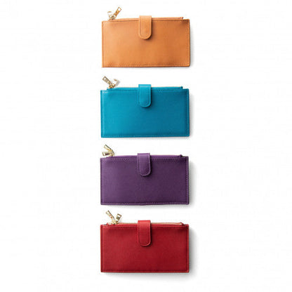 Bifold Multi Card Case Wallet with Zipper Pocket with RFID Blocking