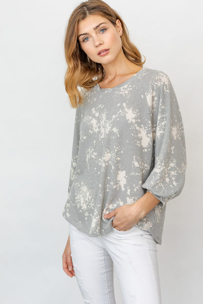 3/4 Sleeve Abstract Print Top