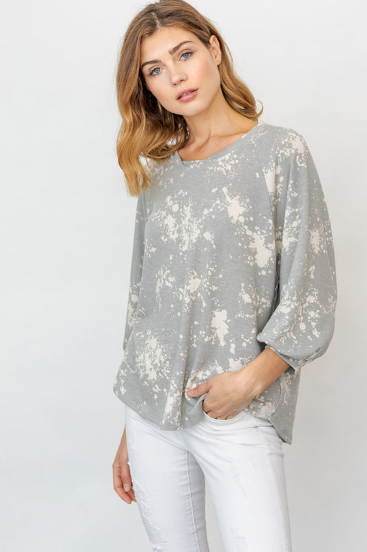 3/4 Sleeve Abstract Print Top