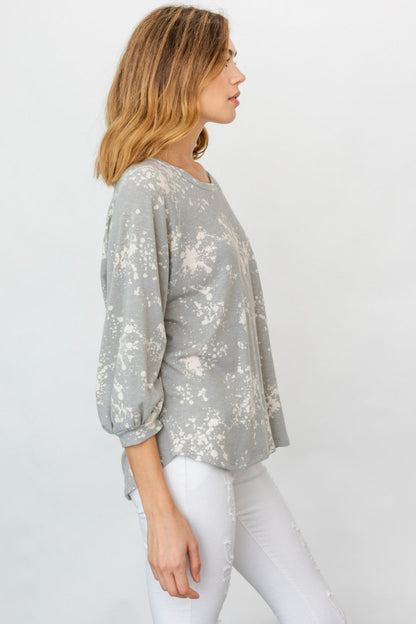 3/4 Sleeve Abstract Print Top
