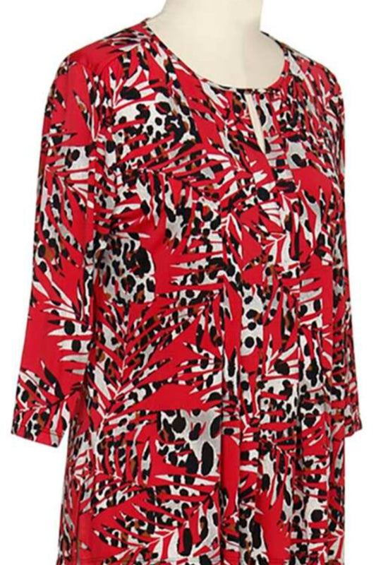 3/4 Sleeve Animal Leaf Print Top