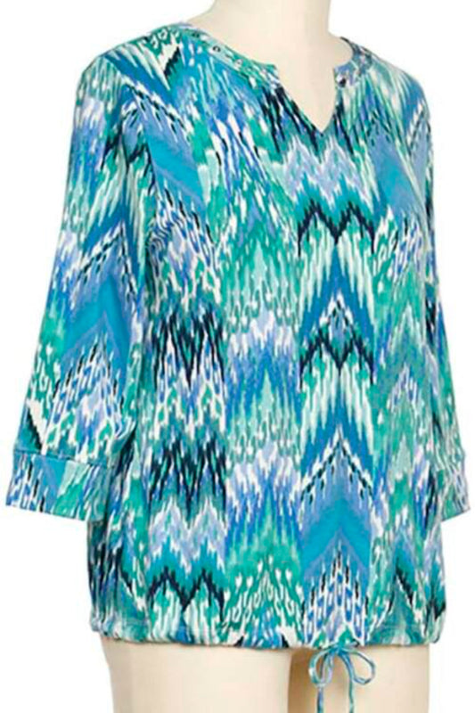 3/4 Sleeve Chevron Print Top
