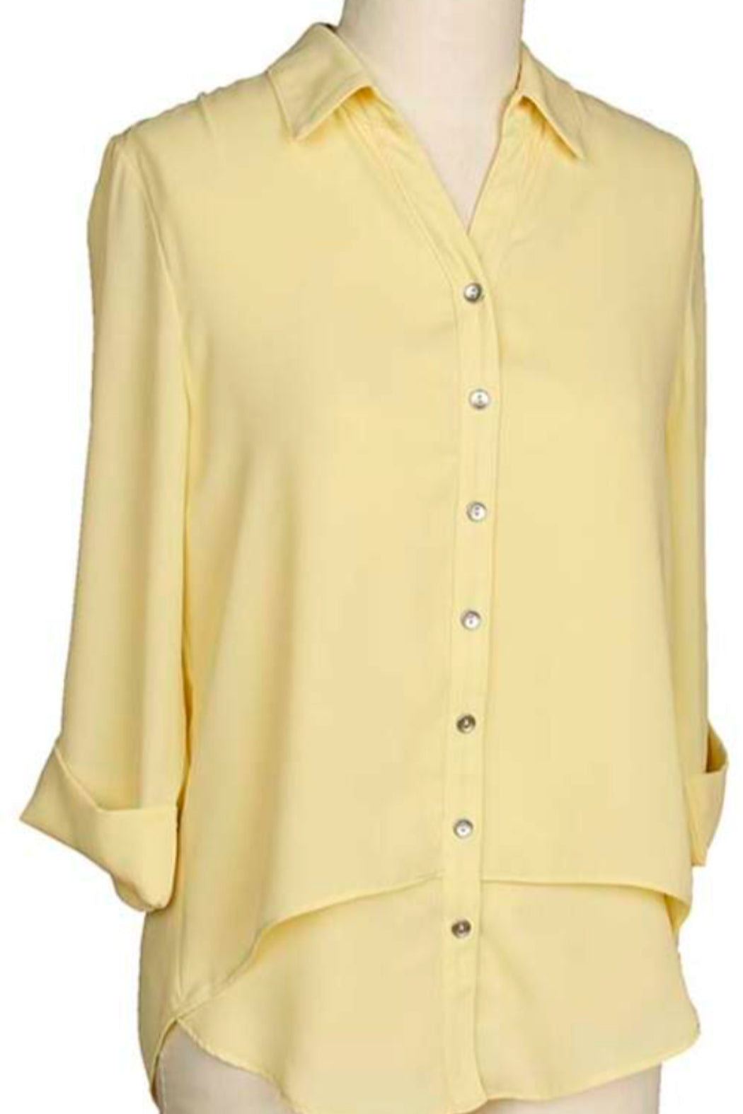 3/4 sleeve layered front button up blouse