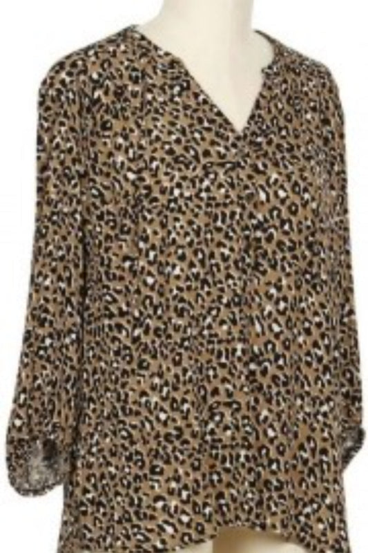 3/4 sleeve leopard print blouse