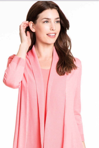 3/4 sleeve open front cardigan
