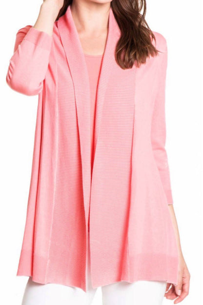3/4 sleeve open front cardigan