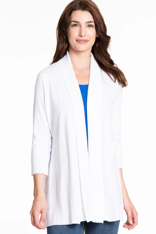 3/4 sleeve open front cardigan