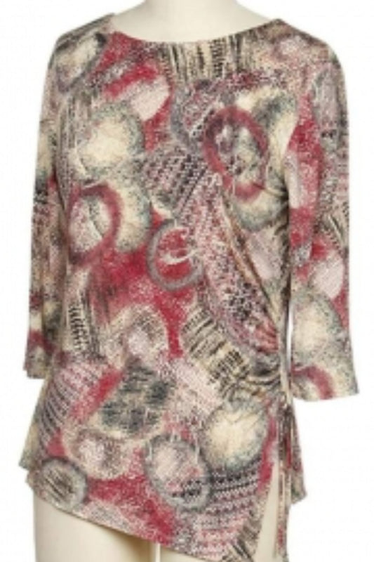 3/4 sleeve print side tie top