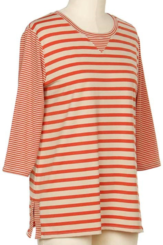 3/4 Sleeve Stripe Top