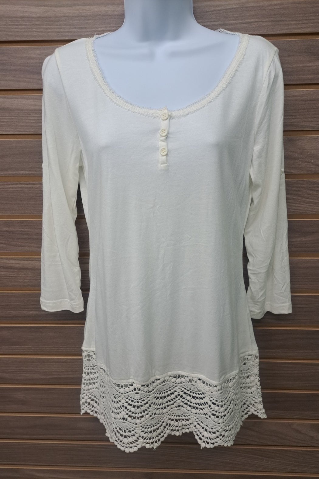 3 button lace bottom top