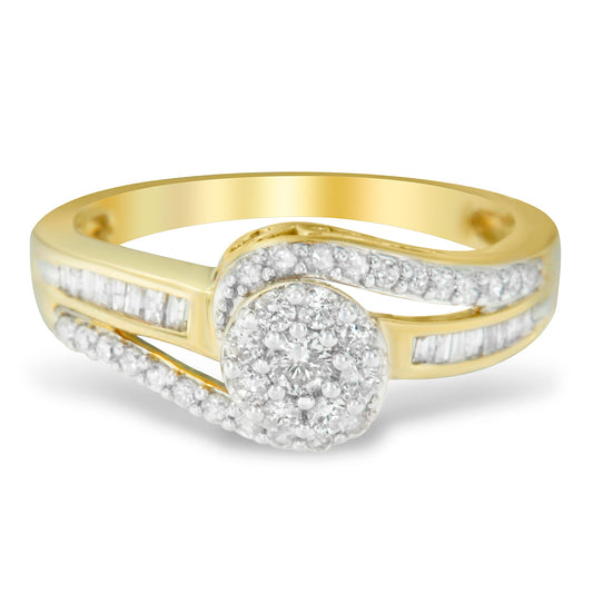 10K Yellow Gold Diamond Cluster Ring (1/2 Cttw, I-J Color, I2-I3 Clarity) - Size 7-1/2