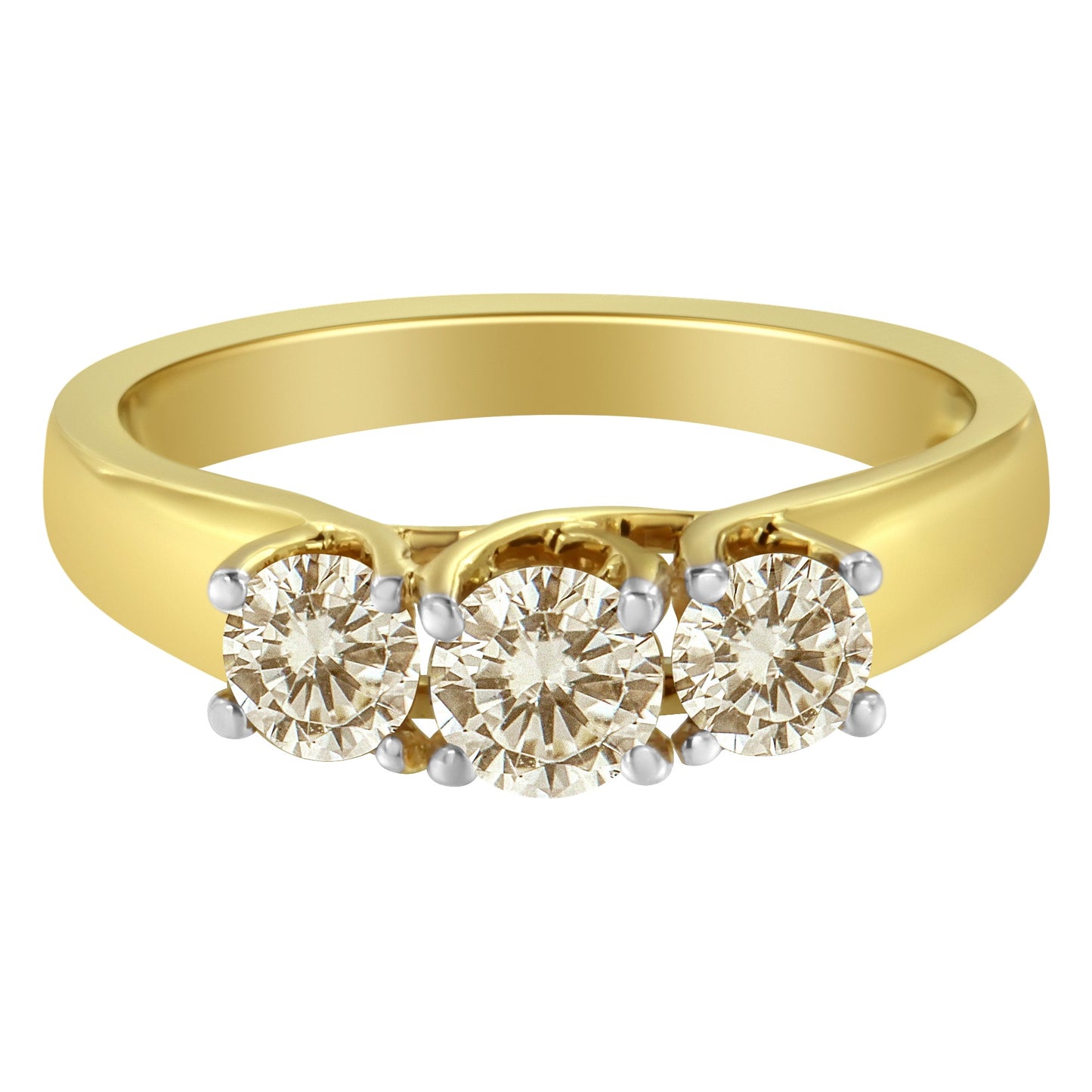 10K Yellow Gold Diamond 3-Stone Ring (1 Cttw, J-K Color, I1-I2 Clarity) - Size 6