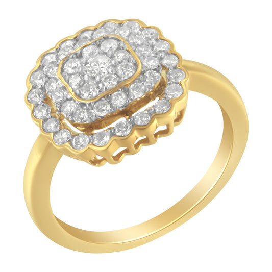 10K Yellow Gold Plated .925 Sterling Silver Diamond Cocktail Ring (3/4 Cttw, J-K Color, I2-I3 Clarity) - Size 6-1/2