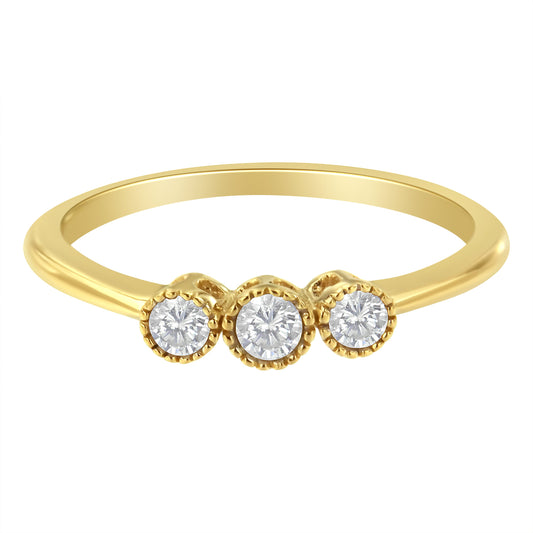10K Yellow Gold Plated .925 Sterling Silver 3 Stone Diamond Ring (1/4 Cttw, J-K Color, I2-I3 Clarity) - Size 8