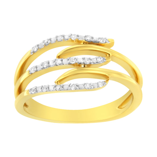10K Yellow Gold Plated .925 Sterling Silver 1/10 Cttw Round-Cut Diamond Fashion Ring (I-J Color, I1-I2 Clarity) - Size 6