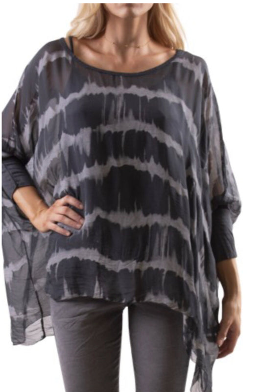 3279 silk stripe tie dye kaftan