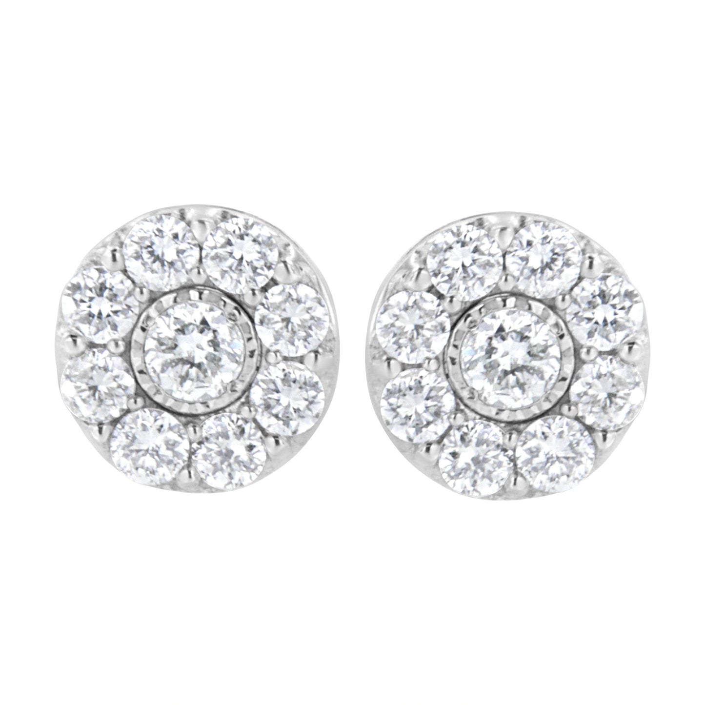 .925 Sterling Silver 5/8 Cttw Lab Grown Diamond Flower Earring (F-G Color, Vs2-Si1 Clarity)