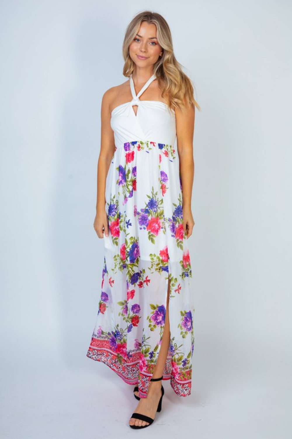 White Birch Flowers for Sale Full Size Floral Halter Dress