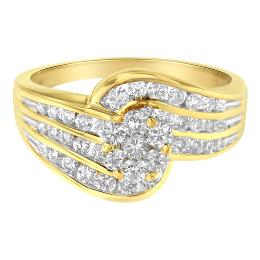 14K Yellow Gold Diamond Cocktail Bypass Ring (1 1/2 Cttw, H-I Color, Si2-I1 Clarity) - Size 7