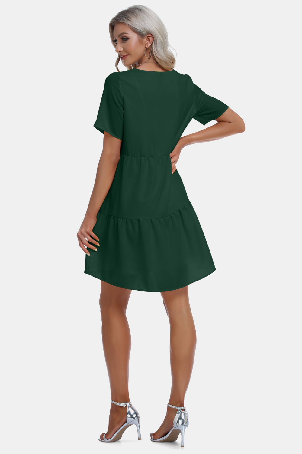 V-Neck Short Sleeve Mini Dress