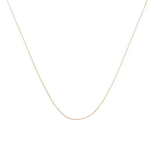 Solid 10K Rose Gold 0.5Mm Rope Chain Necklace. Unisex Chain - Size 16" Inches
