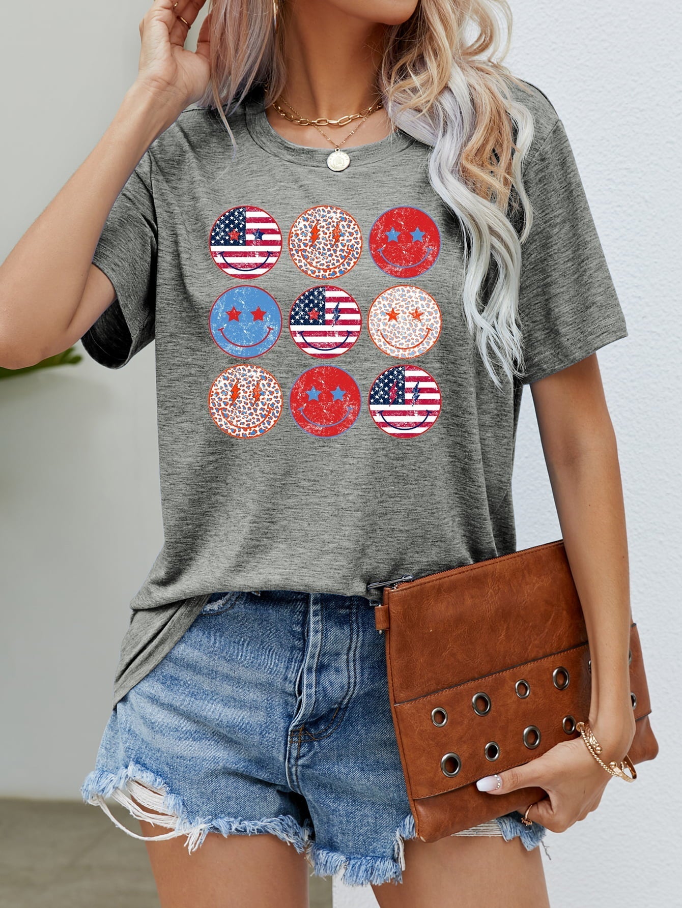 US Flag Smiley Face Graphic Tee