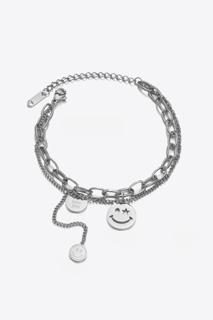 Smiley Face Chunky Chain Bracelet