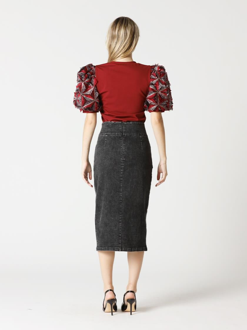 Black Denim Skirt