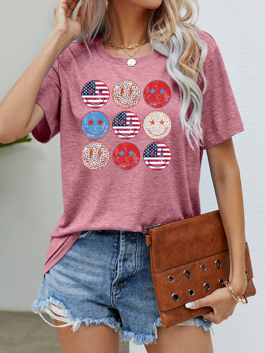 US Flag Smiley Face Graphic Tee