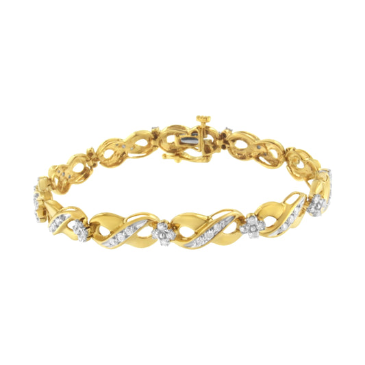 10K Yellow Gold Round-Cut Diamond Infinite Love Bracelet (1.00 Cttw, I-J Color, I2-I3 Clarity)