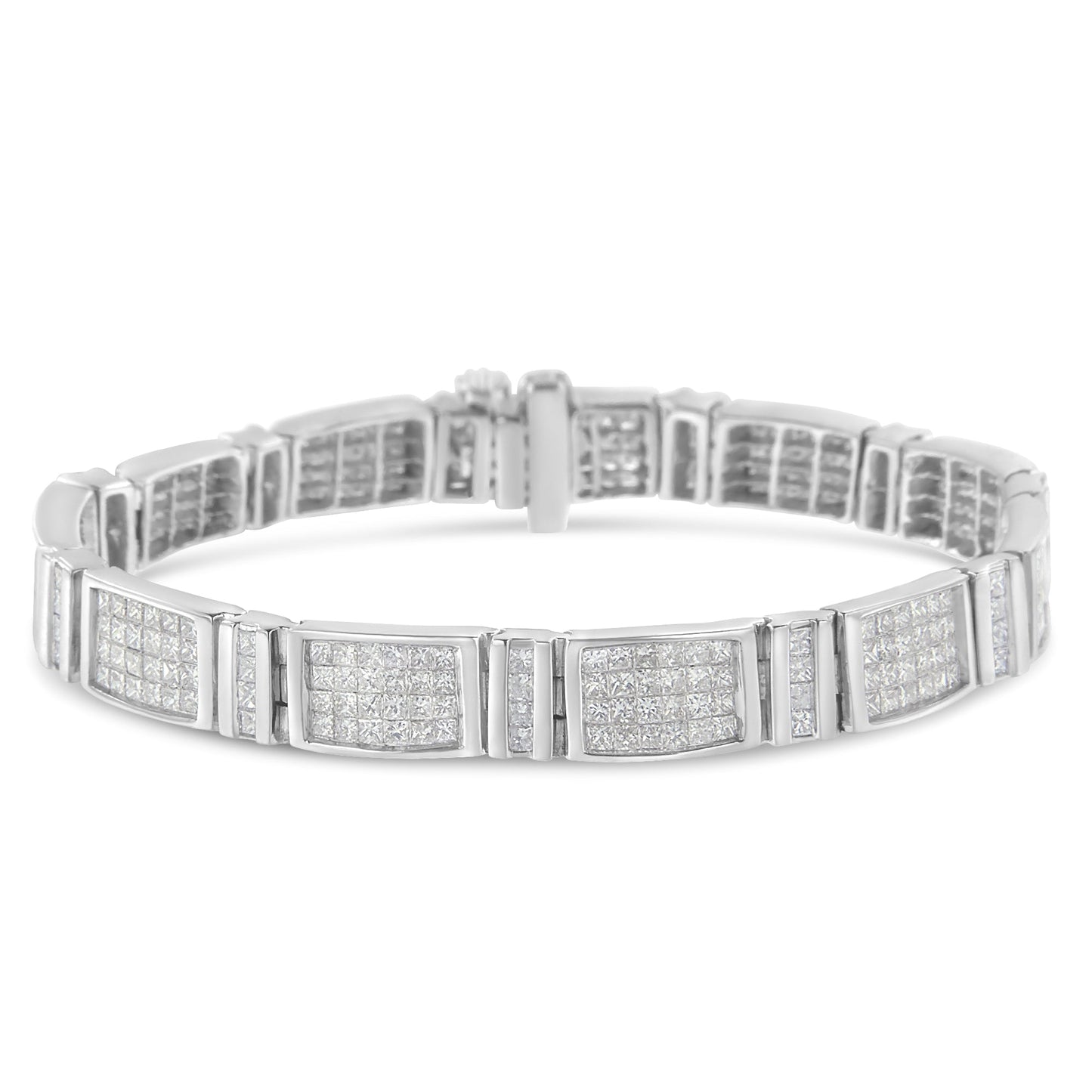 14K White Gold 7.0 Cttw Princess Cut Diamond 7" Alternating Vertical And Horizontal Rectangular Link Tennis Bracelet (H-I Color, Si2-I1 Clarity)