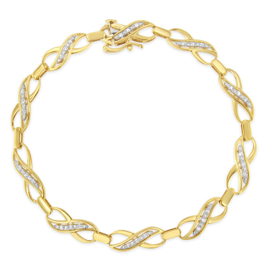 10K Yellow Gold Round-Cut Infinite Love Diamond Bracelet (0.25 Cttw, I-J Color, I2-I3 Clarity)