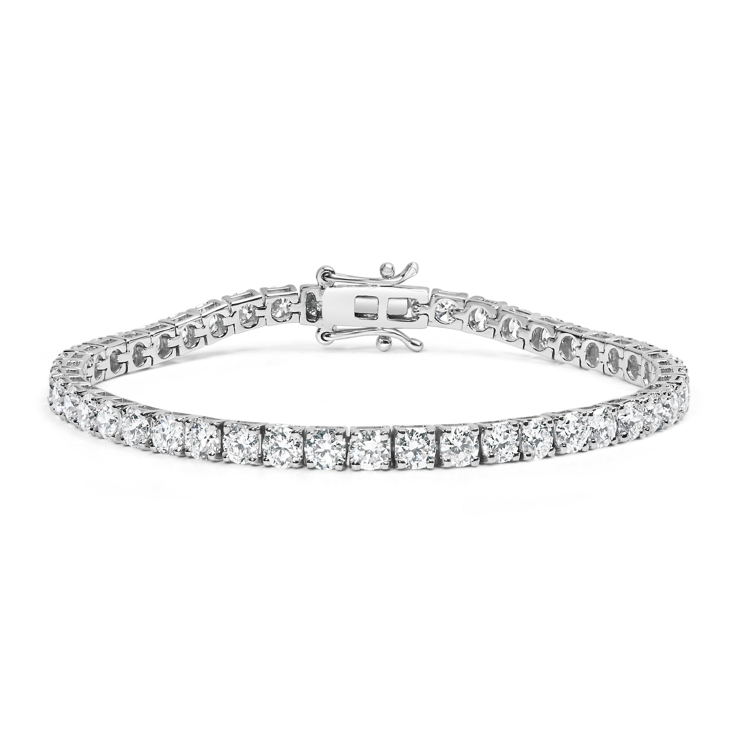 10K White Gold 2.0 Cttw Prong Set Round-Cut 7.25" Classic Lab Grown Diamond Tennis Bracelet (G-H Color, Vs2-Si1 Clarity)