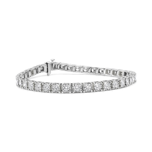 14K White Gold 5.0 Cttw Miracle Set Round-Cut Lab Grown Diamond Illusion 7" Tennis Bracelet (F-G Color, Vs2-Si1 Clarity)
