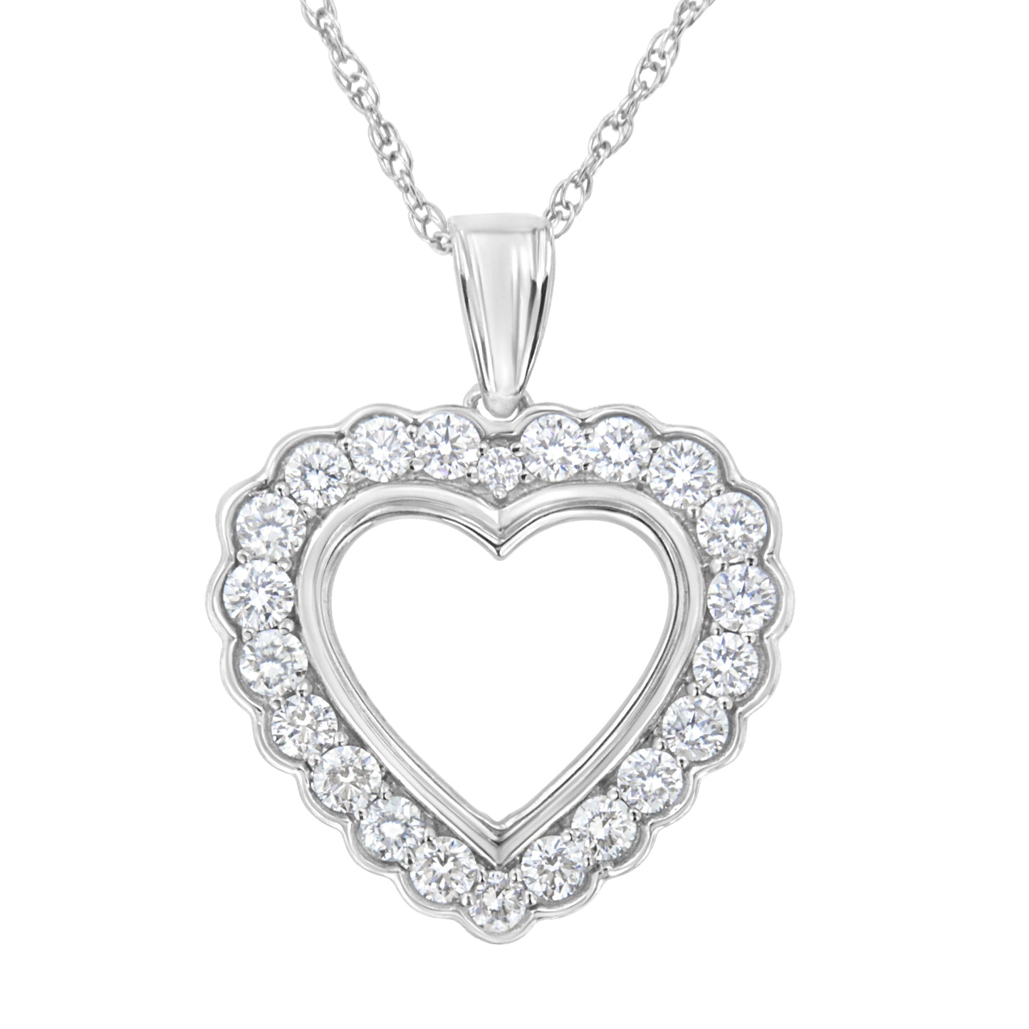 .925 Sterling Silver 1 Cttw Lab Grown Diamond Heart Pendant Necklace (F-G Color, Vs2-Si1 Clarity)