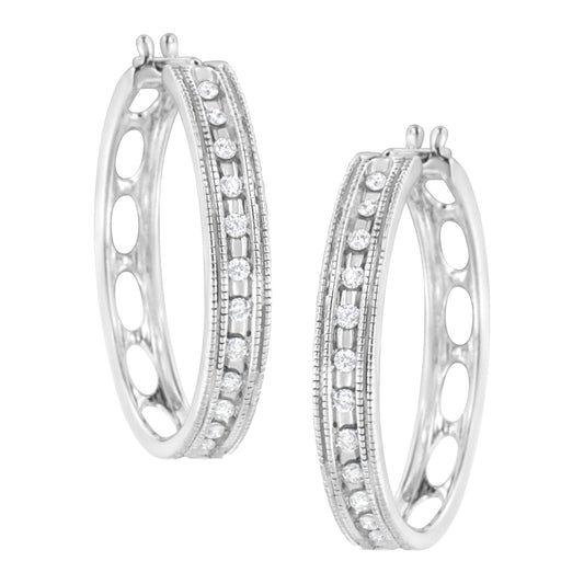 .925 Sterling Silver 1/2 Cttw Lab Grown Diamond Hoop Earring (F-G Color, Vs2-Si1 Clarity)