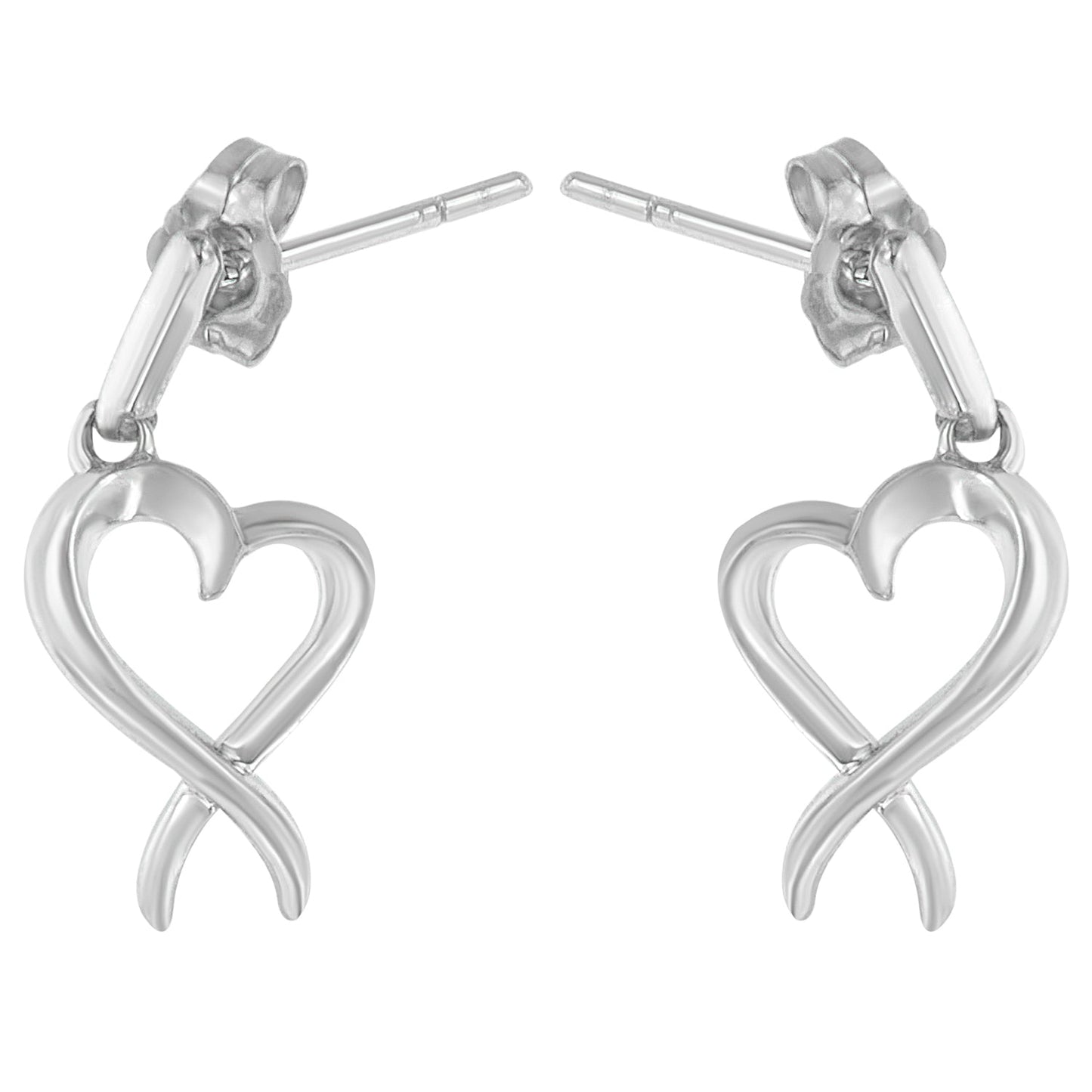 Sterling Silver Dangle-Heart Earrings