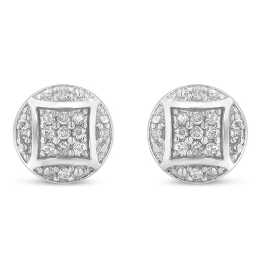 Sterling Silver Round Diamond Cluster Stud Earrings (0.35 Cttw, H-I Color, I3 Clarity)