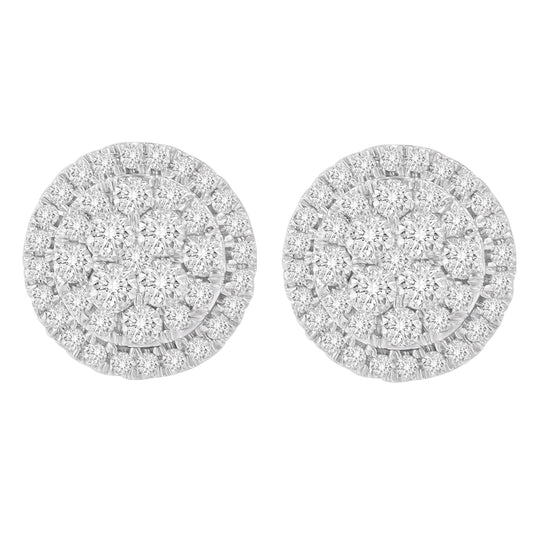 10K Yellow Gold Round Cut Diamond Earrings (1.5 Cttw, H-I Color, I2-I3 Clarity)