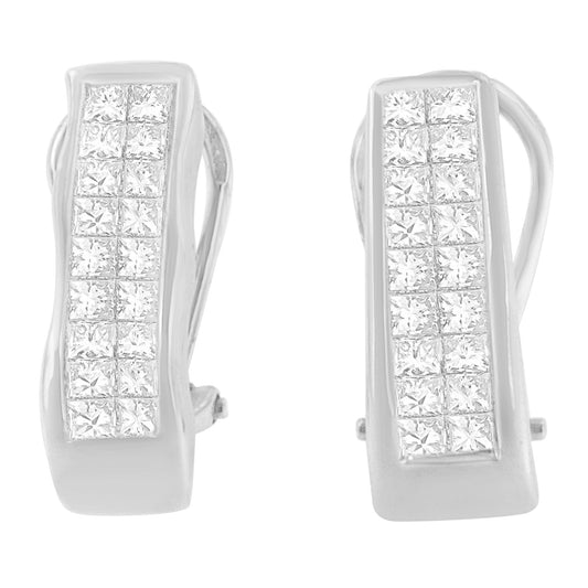 14K White Gold 1 Cttw Princess Cut Diamond Earring (G-H, Vs1-Vs2)