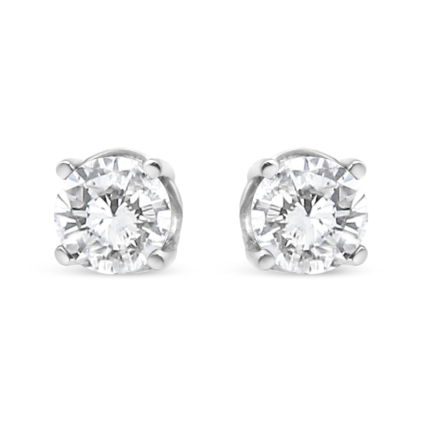 14K White Gold 3/4 Cttw Lab Grown Diamond 4-Prong Classic Stud Earrings (F-G Color, Vs2-Si1 Clarity)