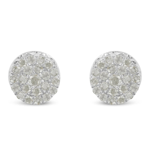 10K White Gold Diamond Cluster Stud Earrings (0.5 Cttw, I-J Color, I2-I3 Clarity)
