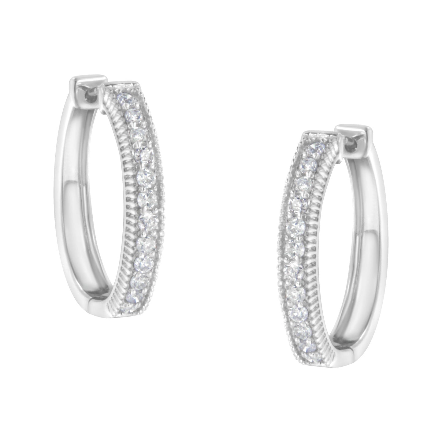 10Kt White Gold Diamond Hoop Earring (1.00 Cttw, H-I Color, I1-I2 Clarity)