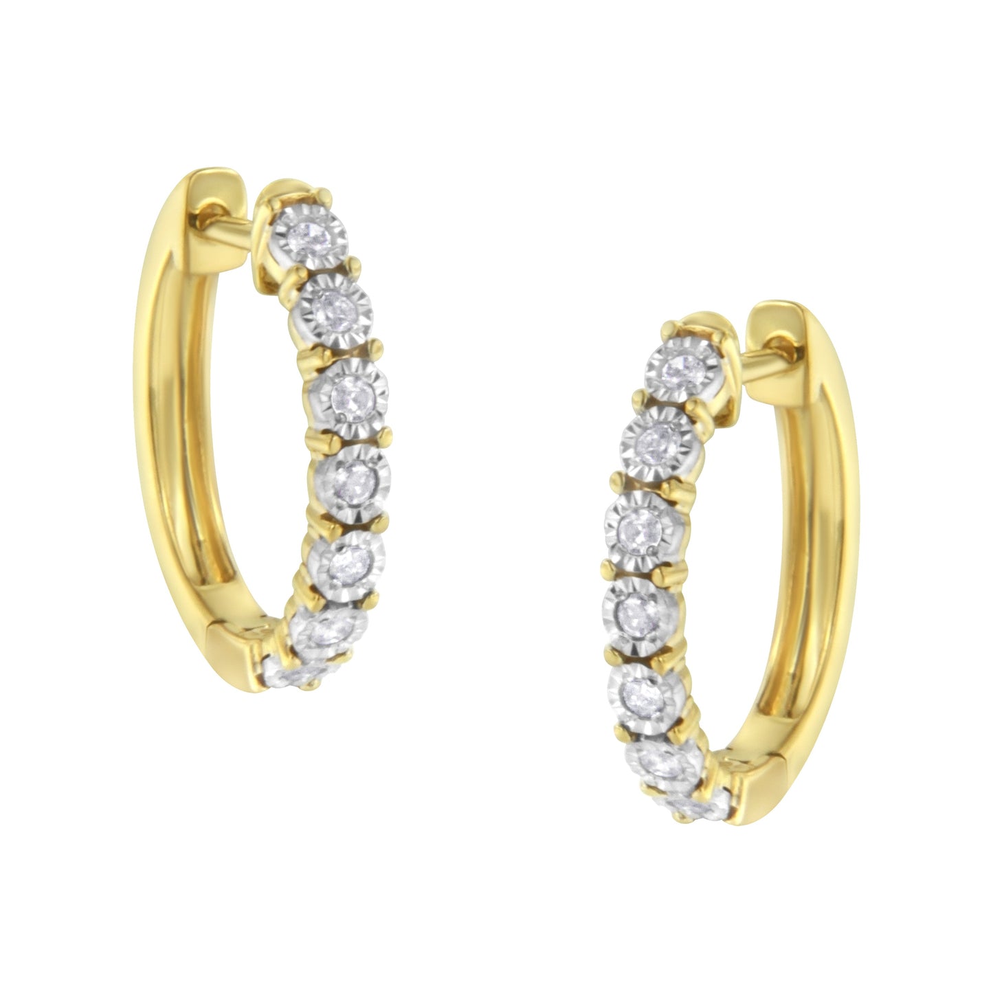 10Kt Two-Toned Gold Diamond Hoop Earring (1/4 Cttw, J-K Color, I2-I3 Clarity)