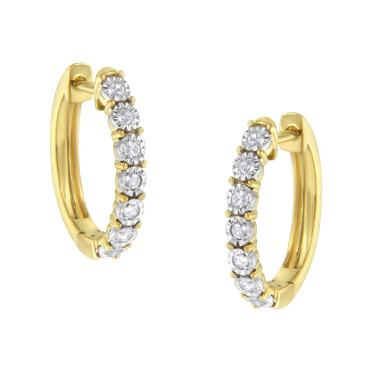 10Kt Two-Toned Gold Diamond Hoop Earring (1/4 Cttw, J-K Color, I2-I3 Clarity)