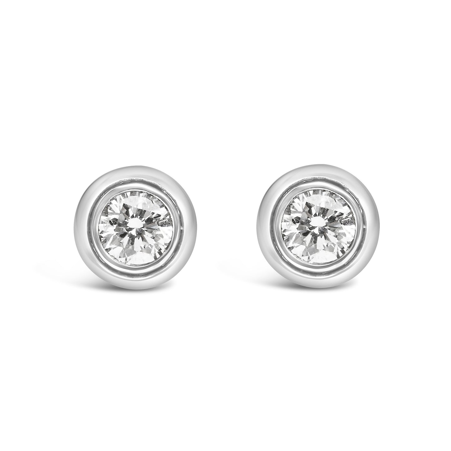 10K White Gold 1/5 Cttw Lab Grown Round Brilliant-Cut Diamond Modern Bezel-Set Stud Earring (F-G Color, Vs2-Si1 Clarity)