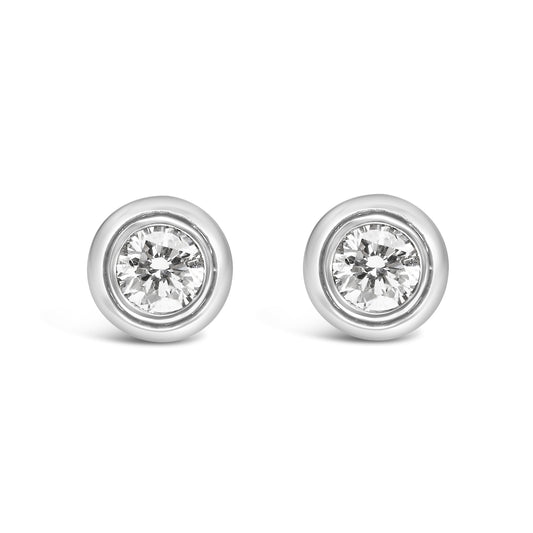 10K White Gold 1/5 Cttw Lab Grown Round Brilliant-Cut Diamond Modern Bezel-Set Stud Earring (F-G Color, Vs2-Si1 Clarity)